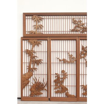 神代杉と神代欅の書院欄間 5枚1組　R2306Y 