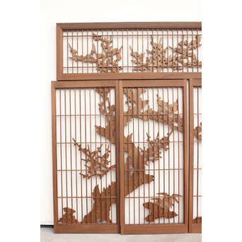 神代杉と神代欅の書院欄間 5枚1組　R2306Y 