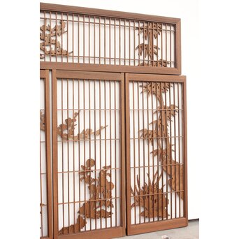 神代杉と神代欅の書院欄間 5枚1組　R2306Y 