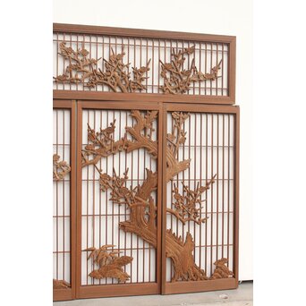 神代杉と神代欅の書院欄間 5枚1組　R2306Y 