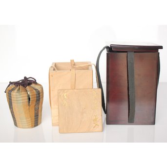 表千家即中斎 二重共箱 龍泉窯飛青磁 馬上杯茶入【法外】　P038 