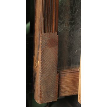 ブラスト細工模様青色ガラス窓　D173 