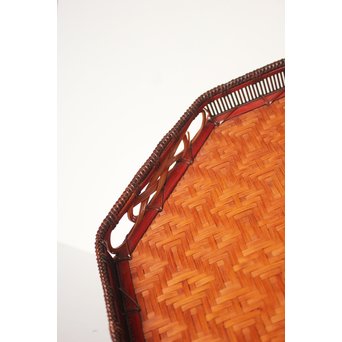 飯塚小玕斎 九葉桝形八角盆　U030 