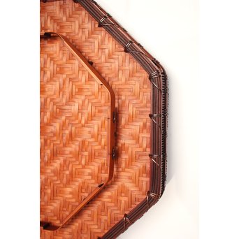 飯塚小玕斎 九葉桝形八角盆　U030 