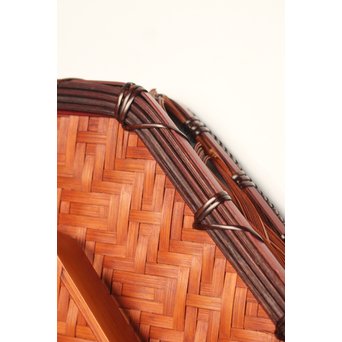 飯塚小玕斎 九葉桝形八角盆　U030 