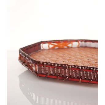 飯塚小玕斎 九葉桝形八角盆　U030 