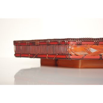 飯塚小玕斎 九葉桝形八角盆　U030 