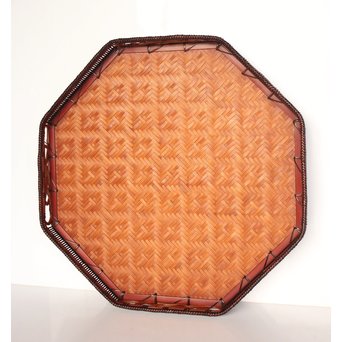 飯塚小玕斎 九葉桝形八角盆　U030 