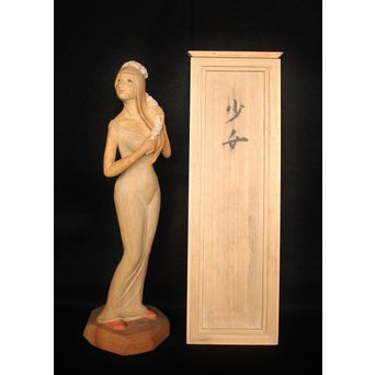 島田恭宏 木彫 少女　X052 