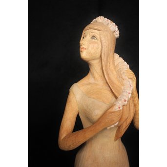 島田恭宏 木彫 少女　X052 