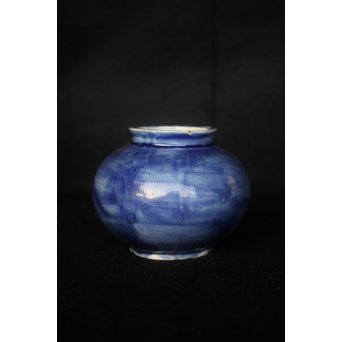 李朝 白磁瑠璃地 刷毛目丸壷　P044 