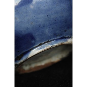 李朝 白磁瑠璃地 刷毛目丸壷　P044 