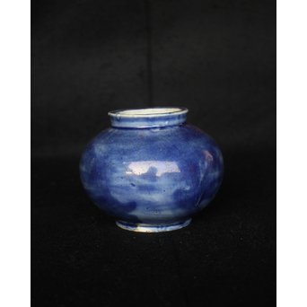 李朝 白磁瑠璃地 刷毛目丸壷　P044