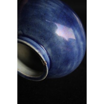 李朝 白磁瑠璃地 刷毛目丸壷　P044 