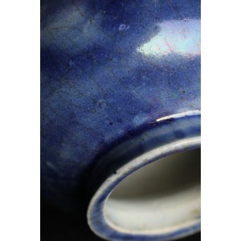 李朝 白磁瑠璃地 刷毛目丸壷　P044 