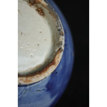 李朝 白磁瑠璃地 刷毛目丸壷　P044 