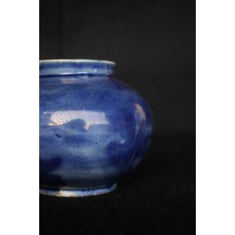 李朝 白磁瑠璃地 刷毛目丸壷　P044 