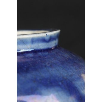 李朝 白磁瑠璃地 刷毛目丸壷　P044 