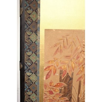 倣 俵屋宗達[伊年印] 草花図 時代屏風一双　Z040 