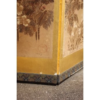 倣 俵屋宗達[伊年印] 草花図 時代屏風一双　Z040 