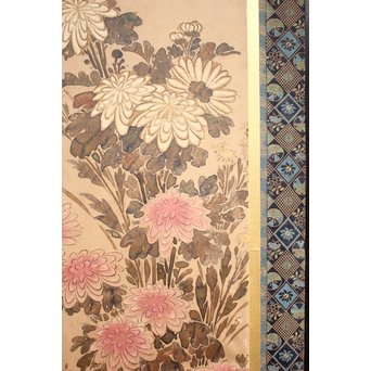 倣 俵屋宗達[伊年印] 草花図 時代屏風一双　Z040 