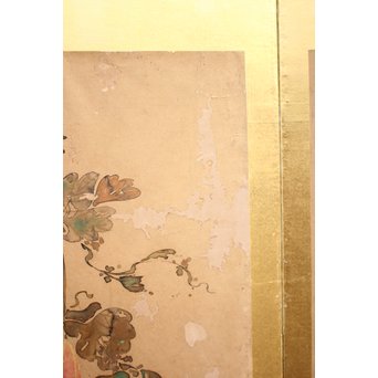 倣 俵屋宗達[伊年印] 草花図 時代屏風一双　Z040 