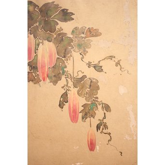 倣 俵屋宗達[伊年印] 草花図 時代屏風一双　Z040 