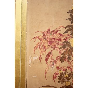 倣 俵屋宗達[伊年印] 草花図 時代屏風一双　Z040 