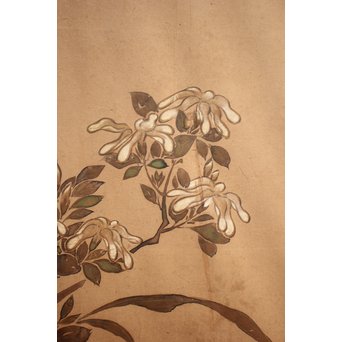 倣 俵屋宗達[伊年印] 草花図 時代屏風一双　Z040 