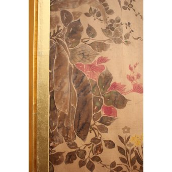 倣 俵屋宗達[伊年印] 草花図 時代屏風一双　Z040 