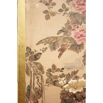 倣 俵屋宗達[伊年印] 草花図 時代屏風一双　Z040 