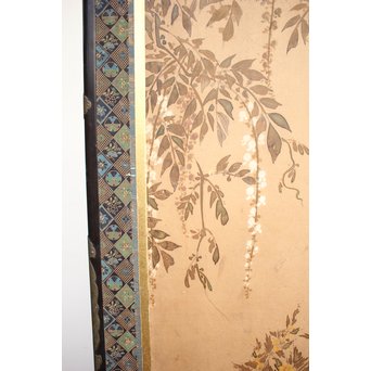 倣 俵屋宗達[伊年印] 草花図 時代屏風一双　Z040 