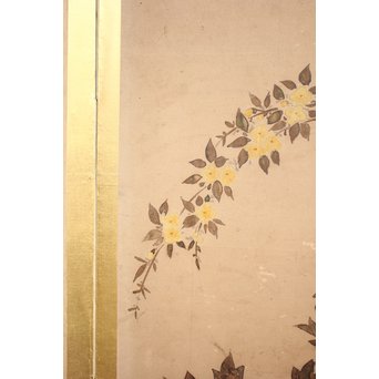 倣 俵屋宗達[伊年印] 草花図 時代屏風一双　Z040 