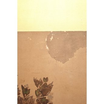 倣 俵屋宗達[伊年印] 草花図 時代屏風一双　Z040 