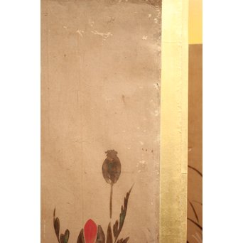 倣 俵屋宗達[伊年印] 草花図 時代屏風一双　Z040 