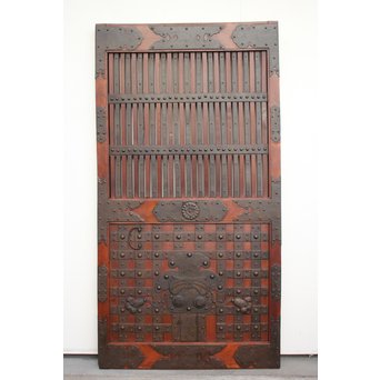 重厚鉄金具総欅格子蔵戸　W930
