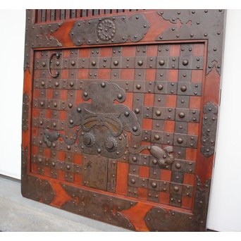 重厚鉄金具総欅格子蔵戸　W930 