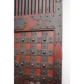 重厚鉄金具総欅格子蔵戸　W930 