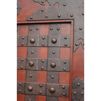 重厚鉄金具総欅格子蔵戸　W930 