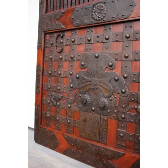 重厚鉄金具総欅格子蔵戸　W930 