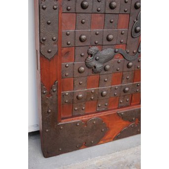 重厚鉄金具総欅格子蔵戸　W930 