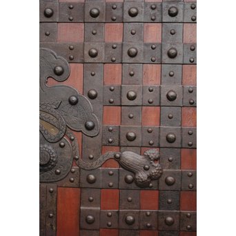 重厚鉄金具総欅格子蔵戸　W930 