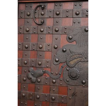 重厚鉄金具総欅格子蔵戸　W930 