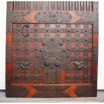 重厚鉄金具総欅格子蔵戸　W930 