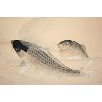 明治刺繍画 登美銘 鯉図　Z042 