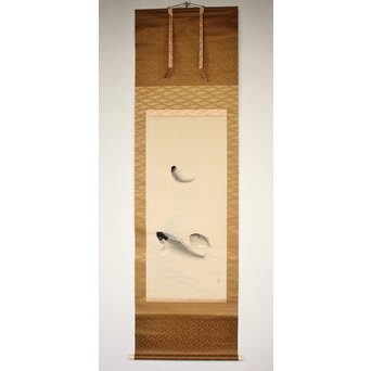 明治刺繍画 登美銘 鯉図　Z042