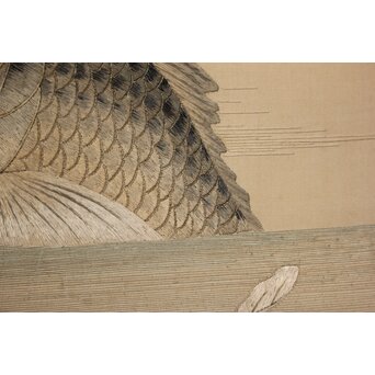 明治刺繍画 登美銘 鯉図　Z042 