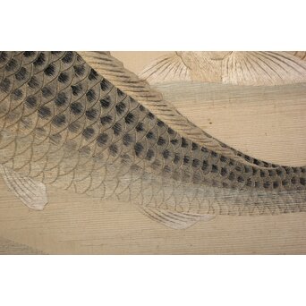 明治刺繍画 登美銘 鯉図　Z042 