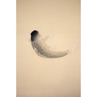 明治刺繍画 登美銘 鯉図　Z042 