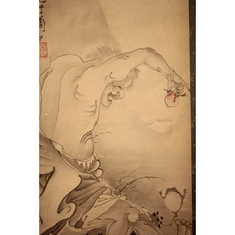 倣 曽我蕭白 がま仙人 掛軸　Z044 